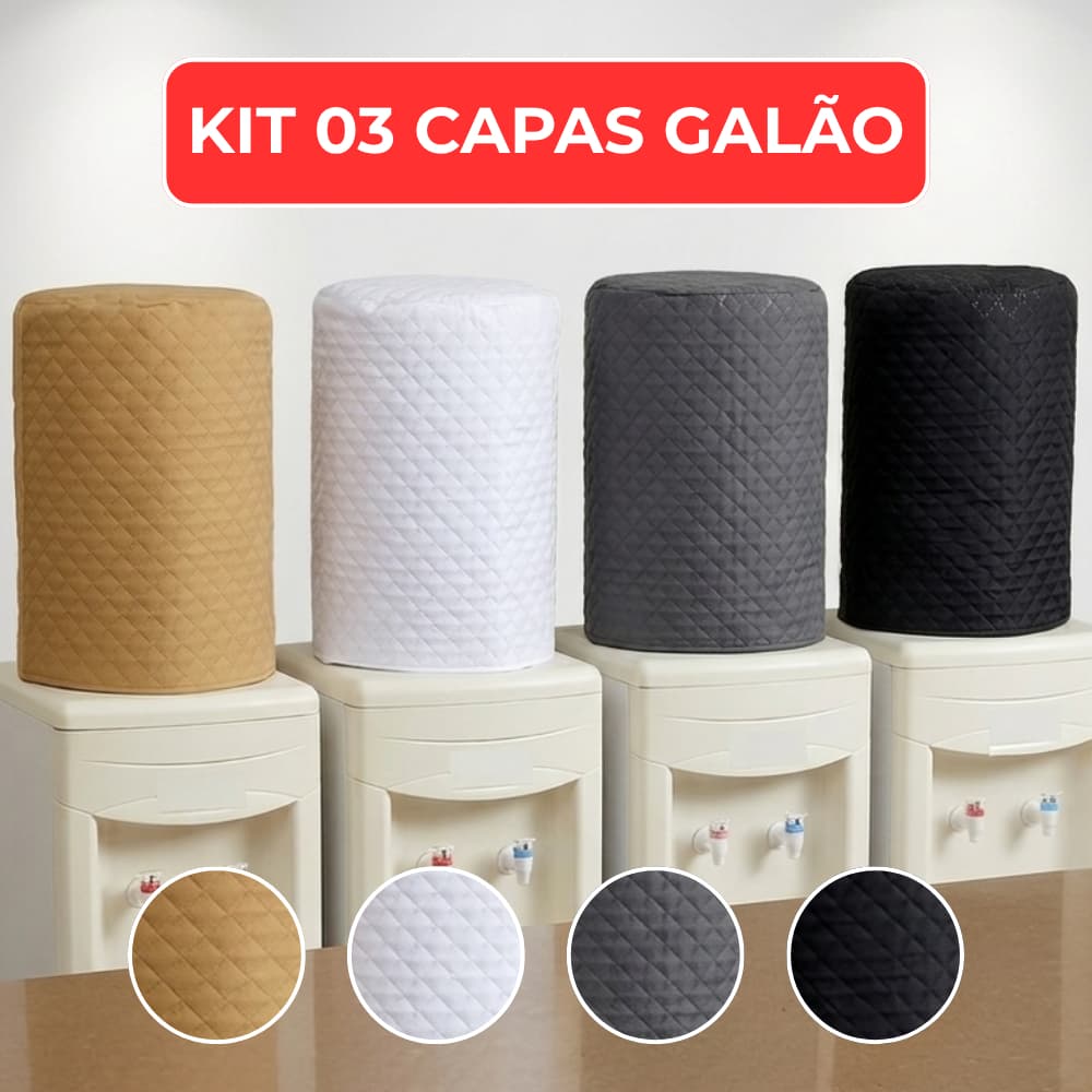 Kit 3 Capas para Galão de Água 20 Litros Protetor Cozinha Filtro Matelado Sala Decoração