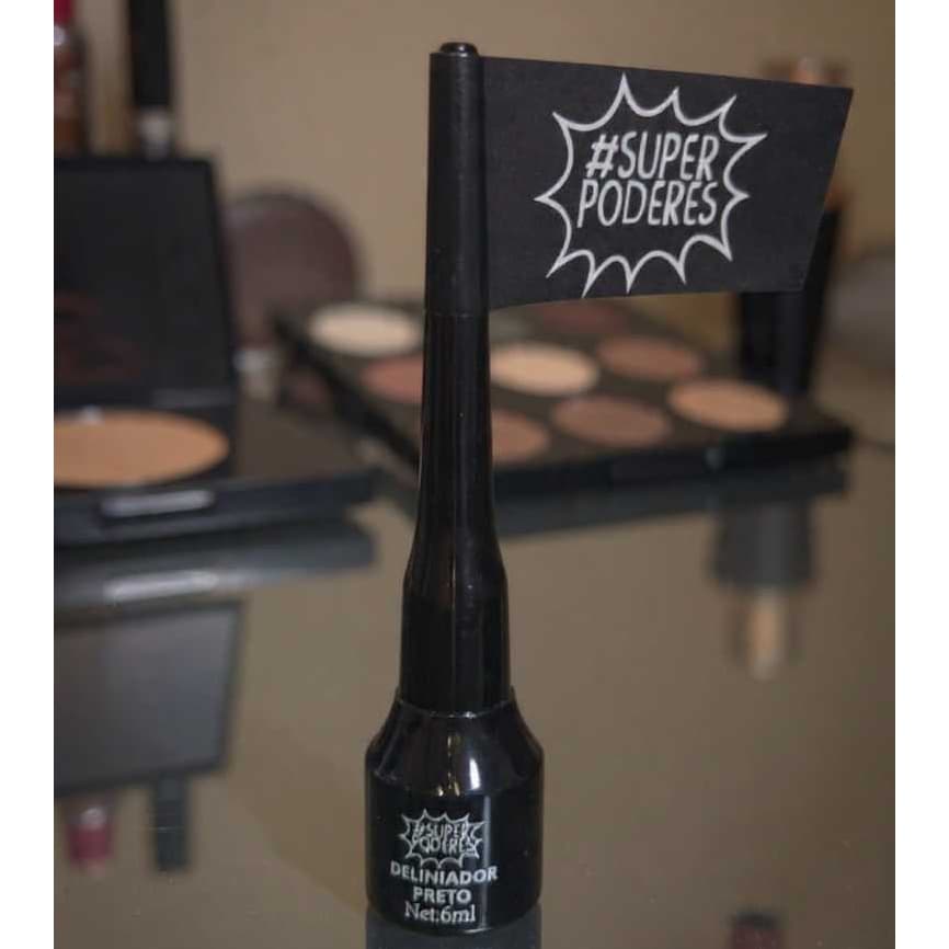 DELINEADOR PRETO LÍQUIDO #SUPERPODERES/ULTRA PEGMENTADO . Á PROVA D´AGUA/ PONTA FINA 6 ML