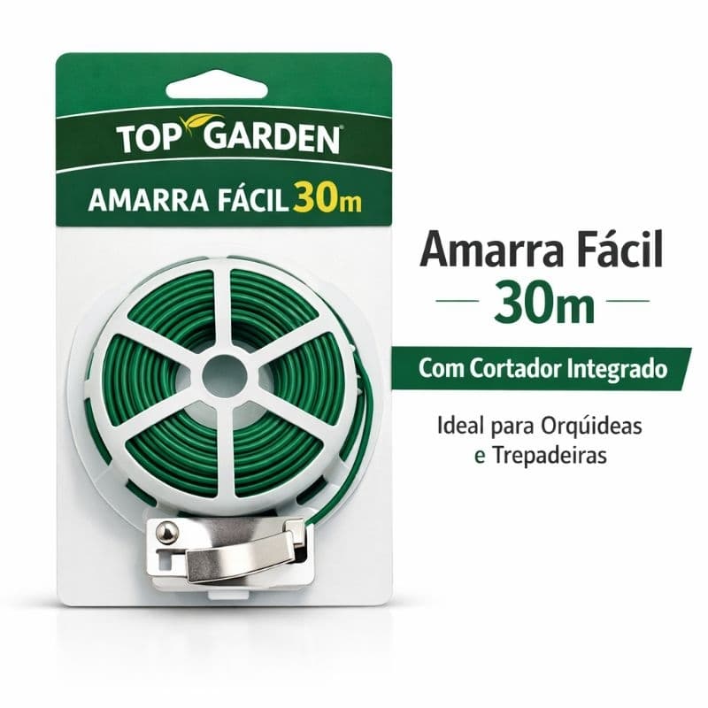 Arame Amarra Fácil Top Garden com Cortador – Amarração Rápida para Plantas | Jardim Profissional