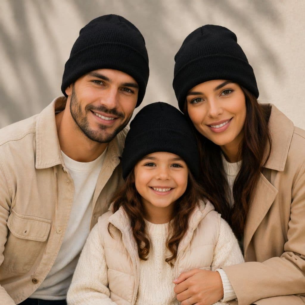 Touca Lã Gorro Frio Inverno Lã Preta Adulto Infantil Feminino e Masculino