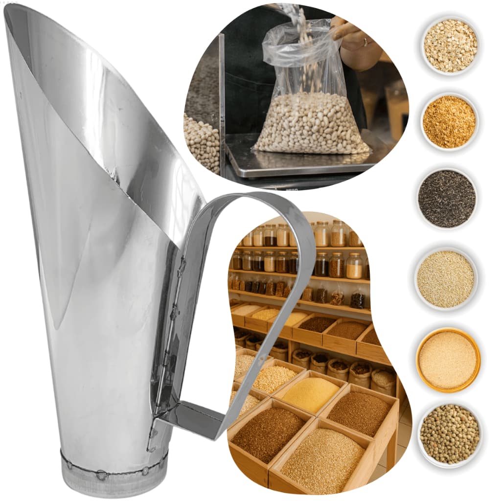 Concha Para Cereais Inox 750 Gr Medidor Inteiro Aço Inox Pegador Ração Alimentos Naturais Fast Food