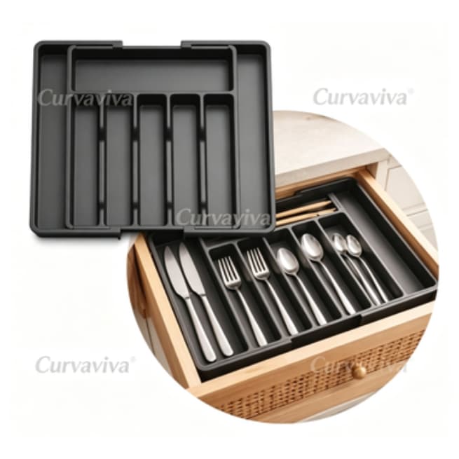 Organizador De Utensílios Porta Talheres Ajustável Expansível Gaveta Cozinha Bandeja Extensor Faca