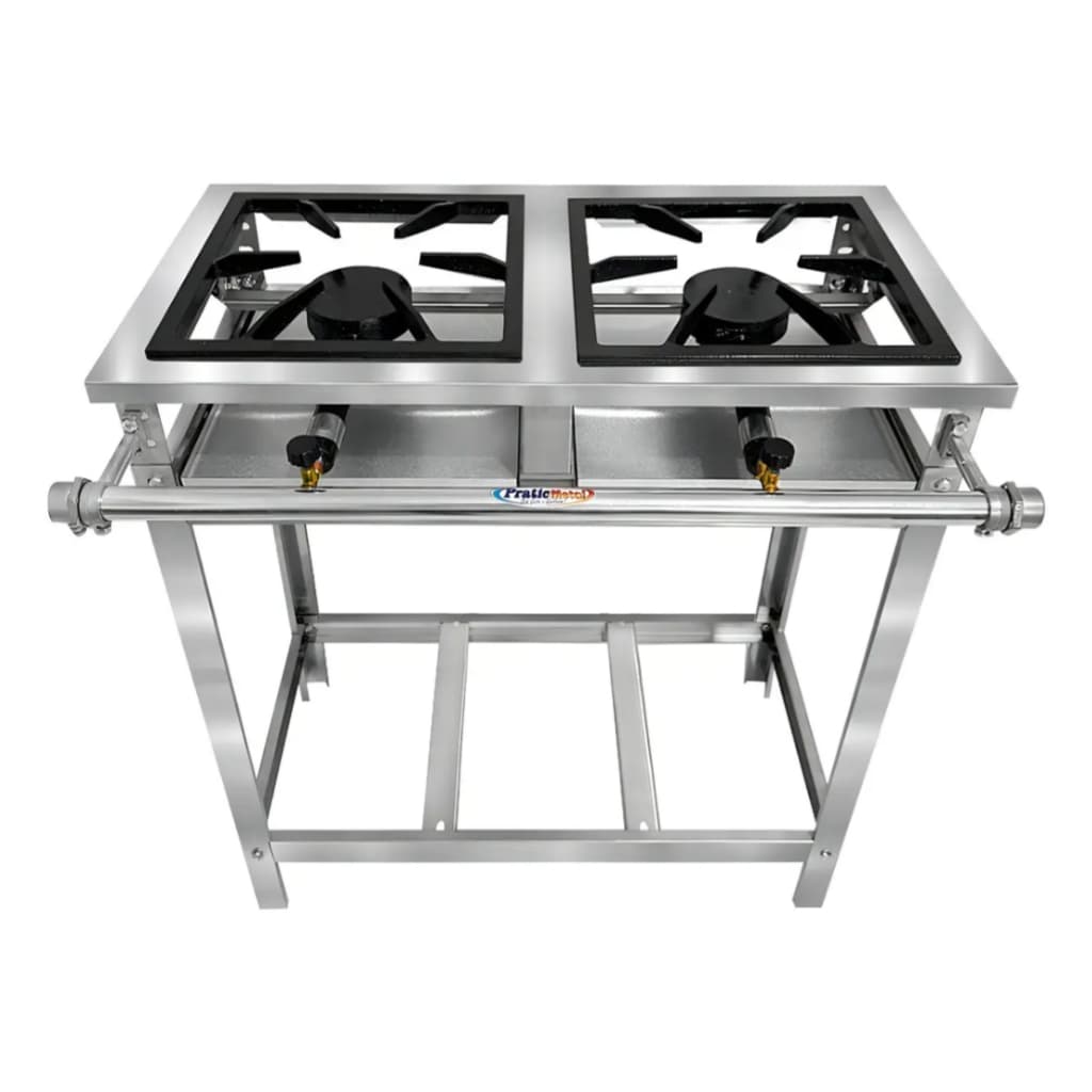 Fogão Industrial Pratic Metal 2 Bocas Alta Pressão Aço Inox 430