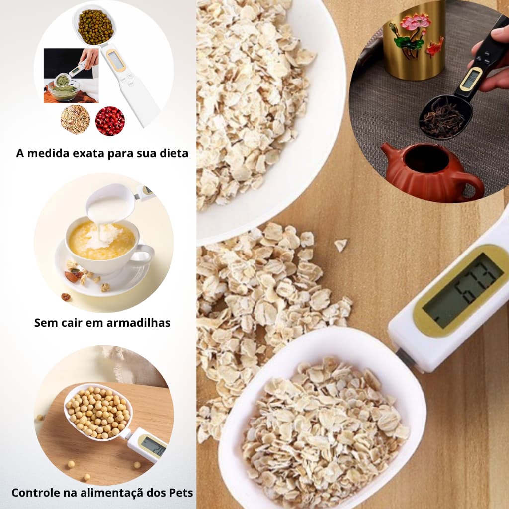 Colher Medidora Digital Balança De Precisão Para Alimentos Grãos Dieta Fitness Achadinhos