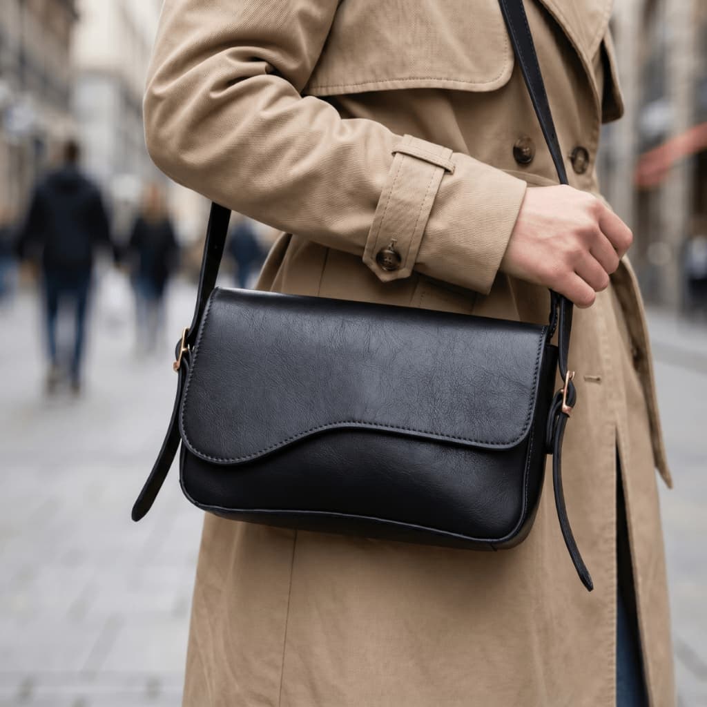 Bolsa Feminina Baguete De Ombro Transversal Couro Sintético Elegante Estilosa Casual Moda Tiracolo