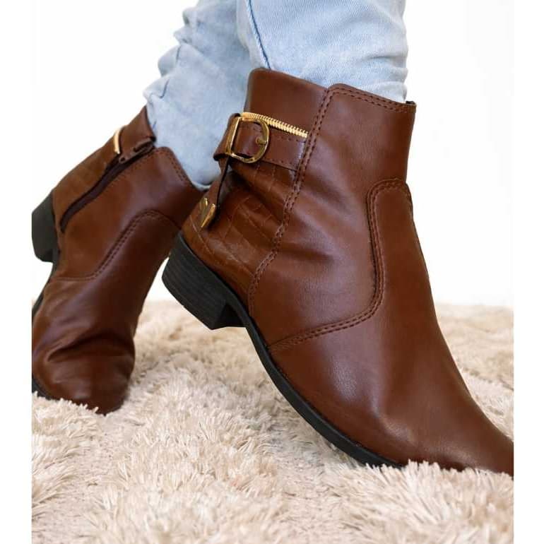Bota Cano Curto Feminina Casual Muito Confortável Moda Outono Inverno Botinha Coturno Com Zíper