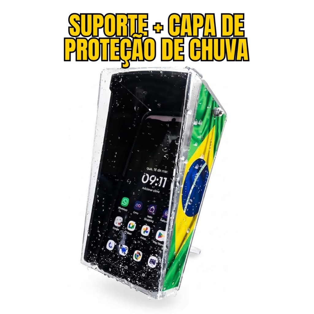 Suporte Celular P/ Moto Anti-furto - Contra chuva/ Quebra Sol - Material Resistente