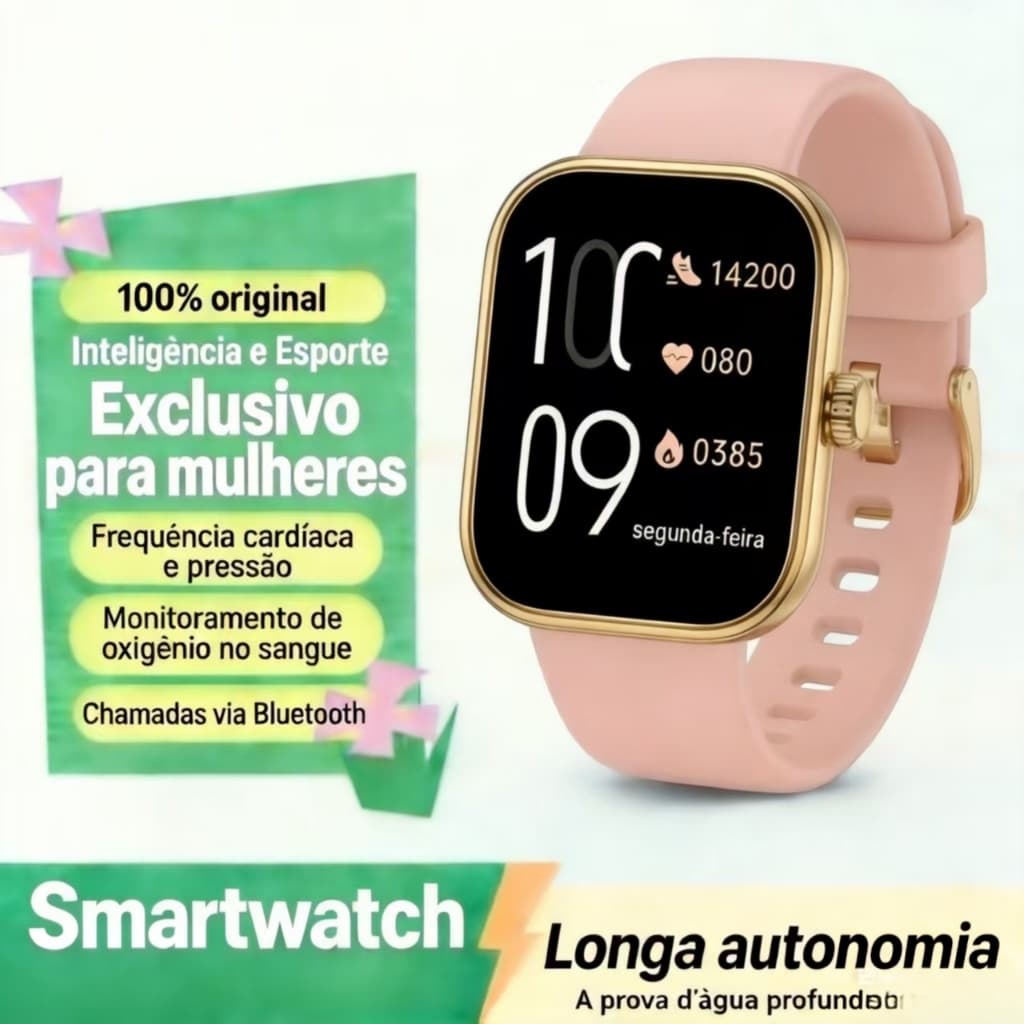 Smartwatch HI10 AMOLED 1.75" | Chamadas BT, Notificações, Monitor Sono & Saúde, Ciclo Feminino | IP67, 7 Dias