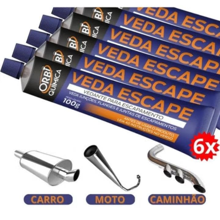 Kit 6 Cola Adesiva Vedação de Escapamento Carro Moto e Caminhão