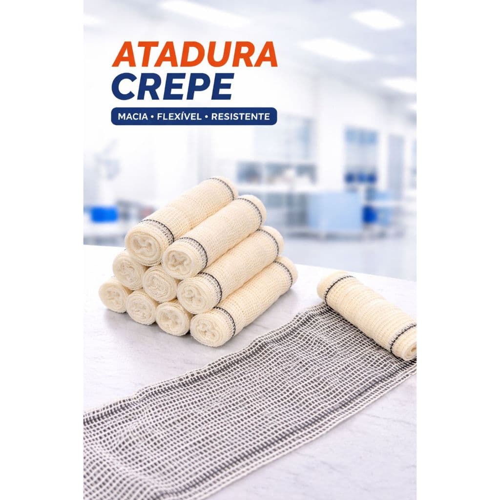 Kit 36un Atadura Crepom Crepe Curativo 10 cm x 180M Alta Qualidade Absorção Elasticidade