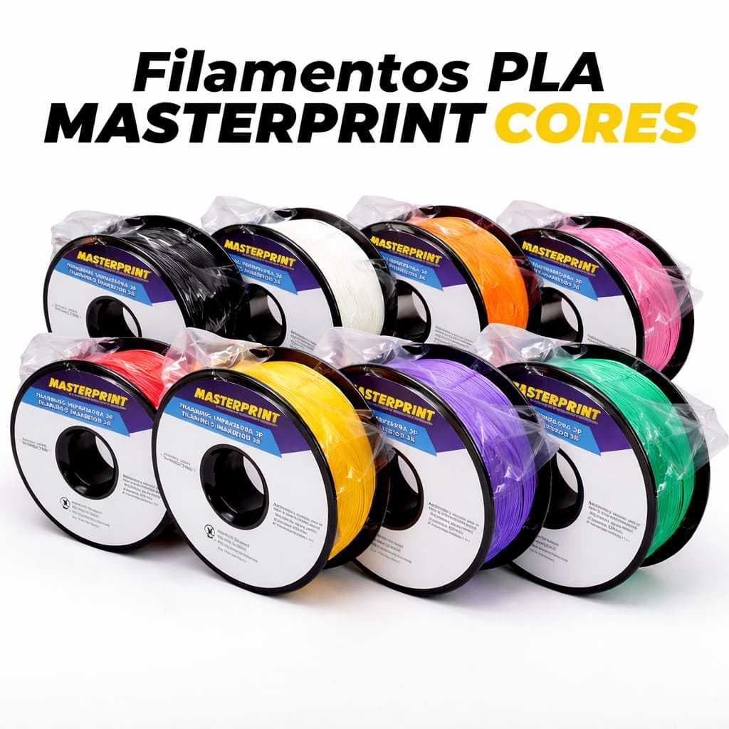 Filamentos PLA Masterprint 1kg para Impressora 3D Cores Madeira Cinza Azul Lavanda Transparente