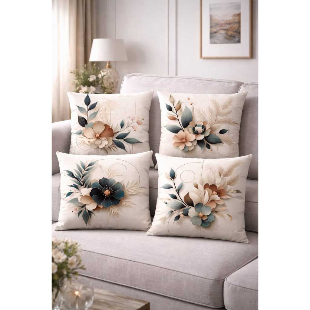 Kit 4 Capas de Almofada 45x45 Estampadas com Zíper | Decoração Sofá /Frente estampada moderna