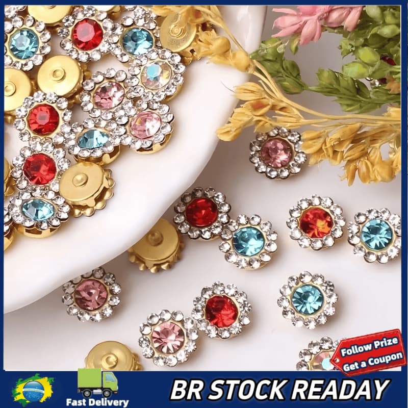 ✅[BR Seller]Chaton Flor Strass 10mm Metal – Kit 40g / ~100 unid