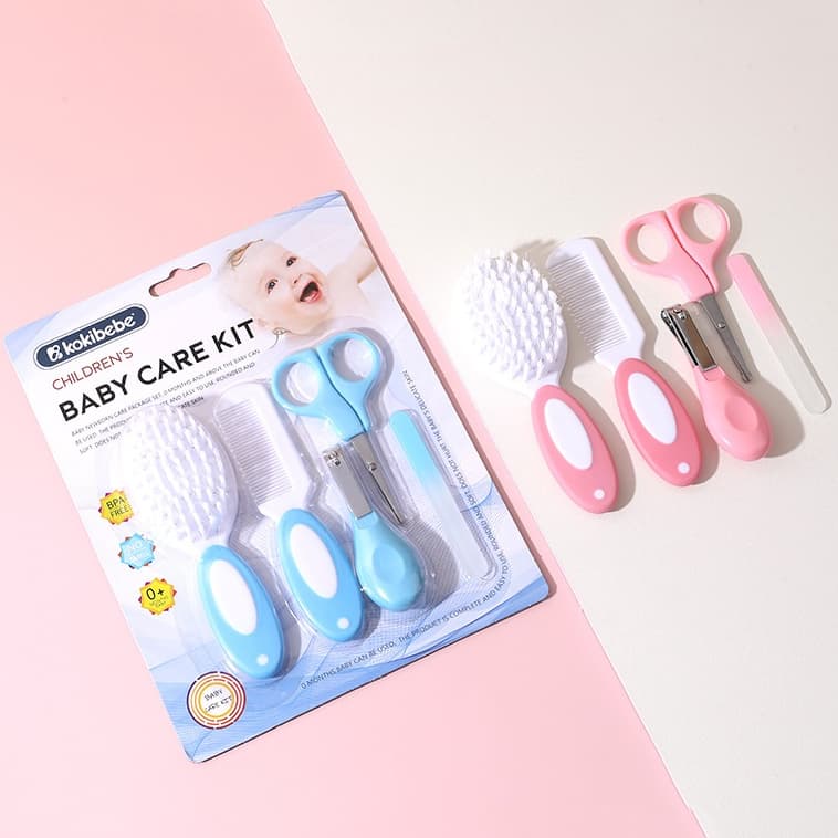 Kit de Higiene para Bebê 5 Peças – Estojo Completo com Cerdas Naturais para Recém-Nascido e Lactente