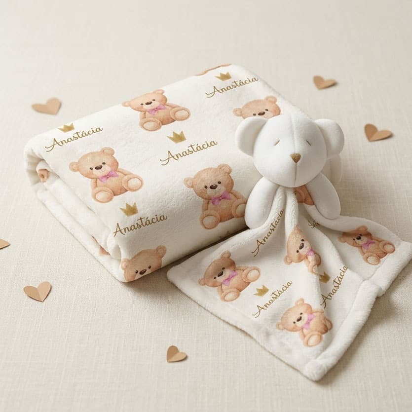 MANTA + NANINHA PARA BEBÊ  - PERSONALIZADA
