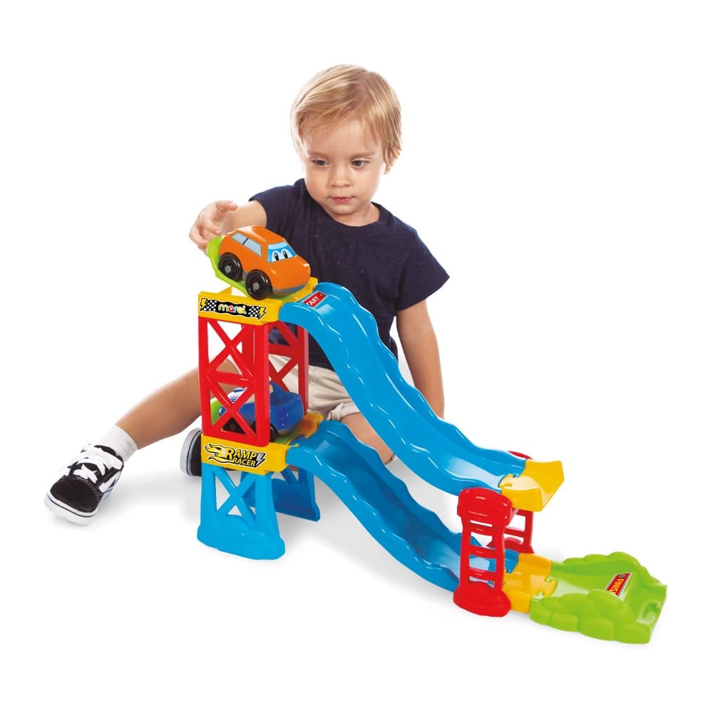 Pista De Carrinhos 3 em 1 Maral Ramp Racer Colorida com 2 Carrinhos 28 Peças