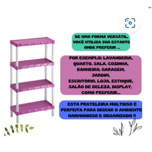 Estante Nápoles Rosa Plástico Modular 4 Prateleiras Organizadora Agraplast Cod 914 (com Pezinhos)