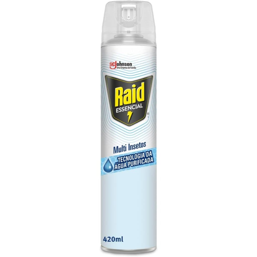Raid Inseticida Aerosol Multi Insetos Essencial, Base Água, Mata Mosquito e Pernilongos, 420ml