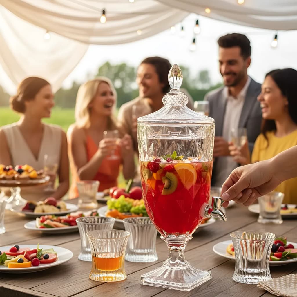 Suqueira Jarra de Vidro Cristal 3L com Torneira e Tampa- Design Sofisticado  Diamond Água Saborizada