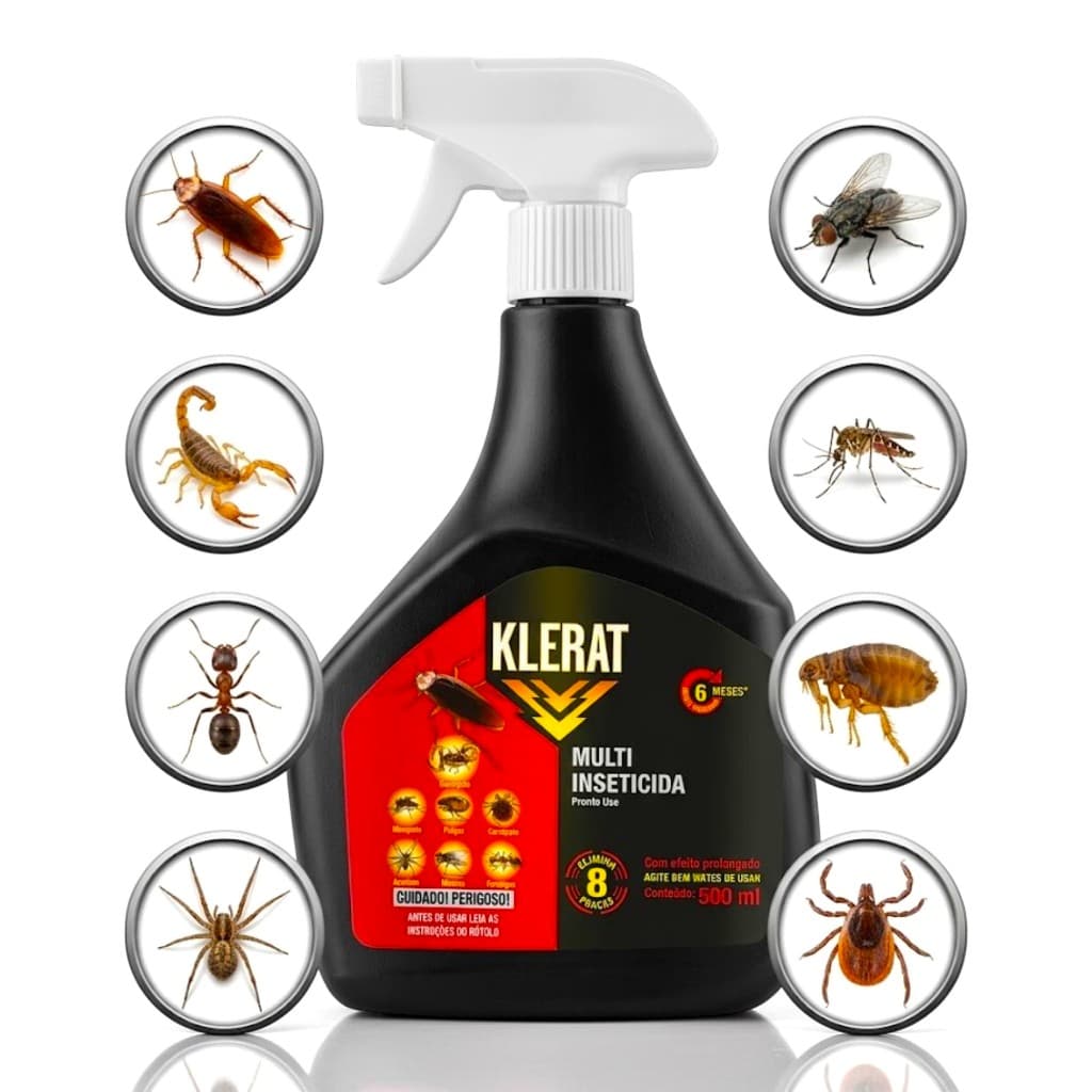 Spray Multi Inseticida Klerat Mata Barata 500ml Escorpião Mosquito Dengue Formigas