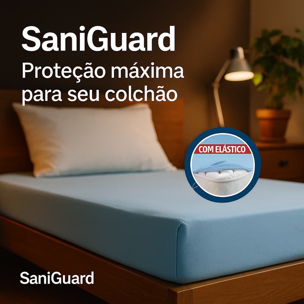 Capa de Colchão Impermeável Solteiro Ajustável Elástico Protetora Azul Antialérgico Saniguard Durável