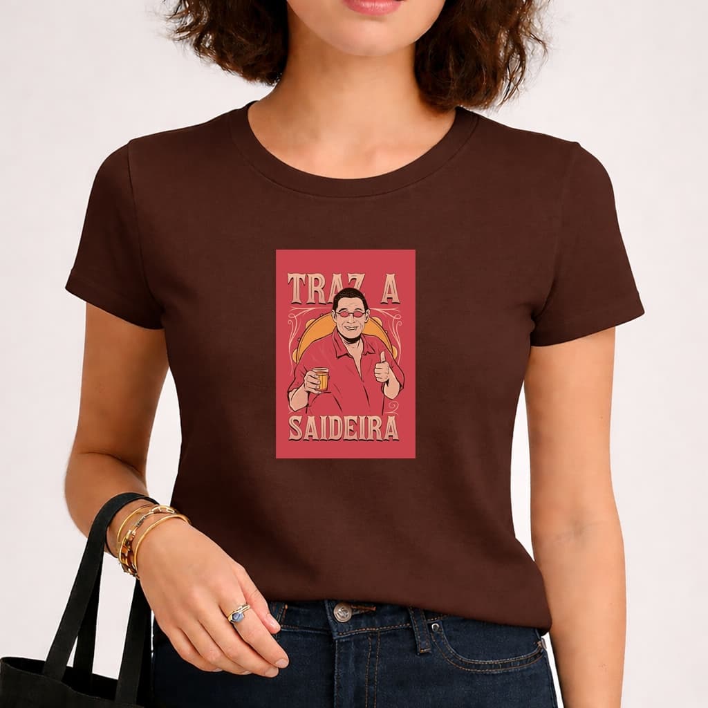 Camiseta Blusa Babylook Feminina Basica Tendencia Frases Traz a Saideira Pagode Pagodinho Cerveja