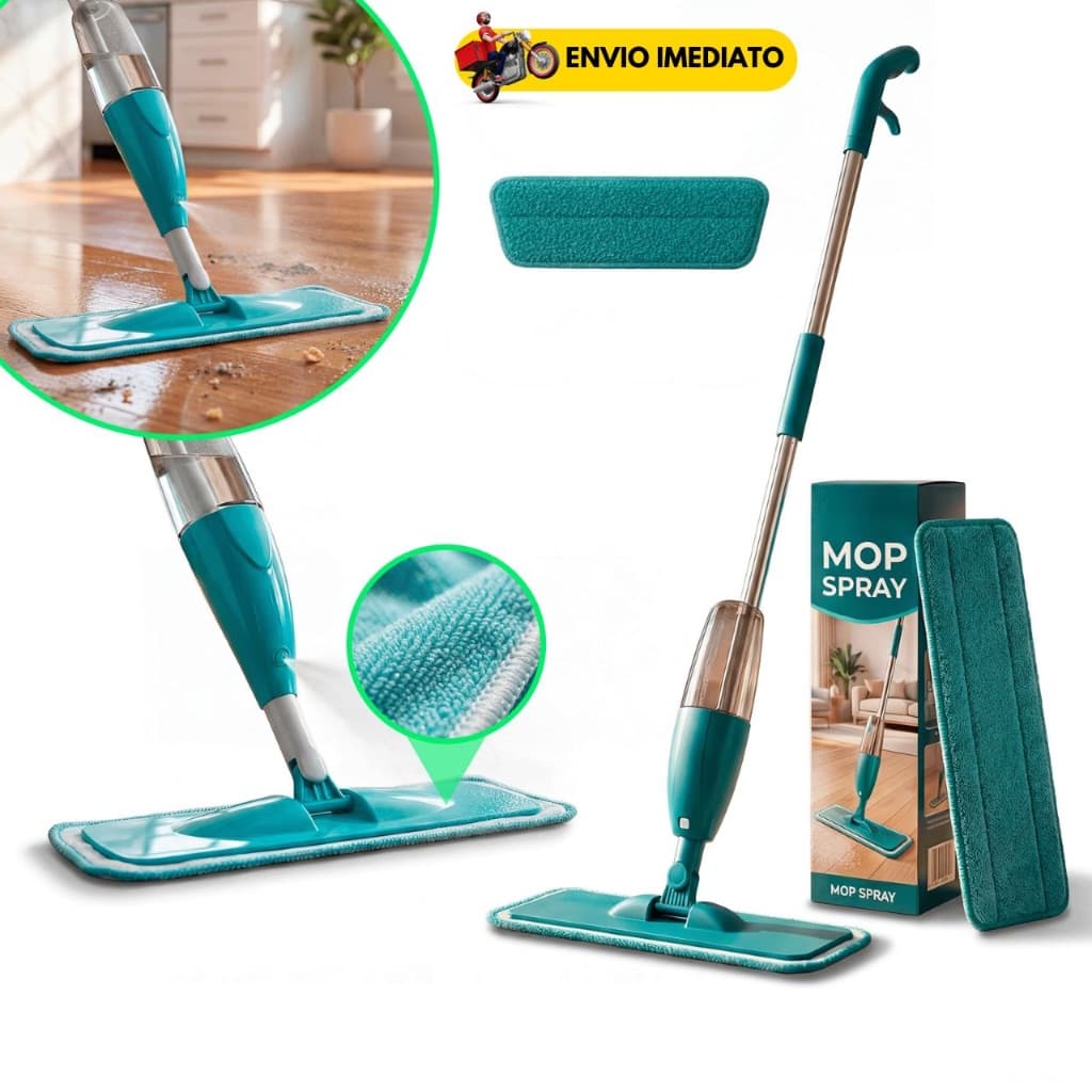 Mop Flat Esfregão Giratório PRO Magico Com Reservatorio Rodo De Limpeza Refil Microfibra