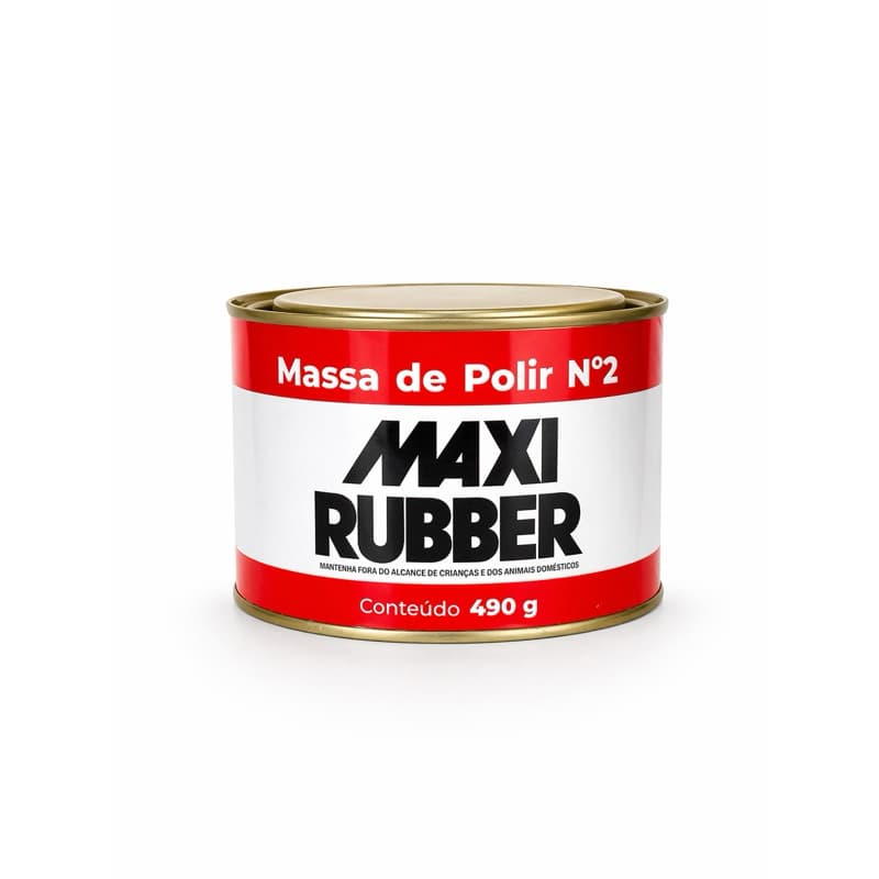 Massa de Polir Nº2 Maxi Rubber 490g Polimento Automotivo Remove Riscos e Imperfeições Brilho Profissional
