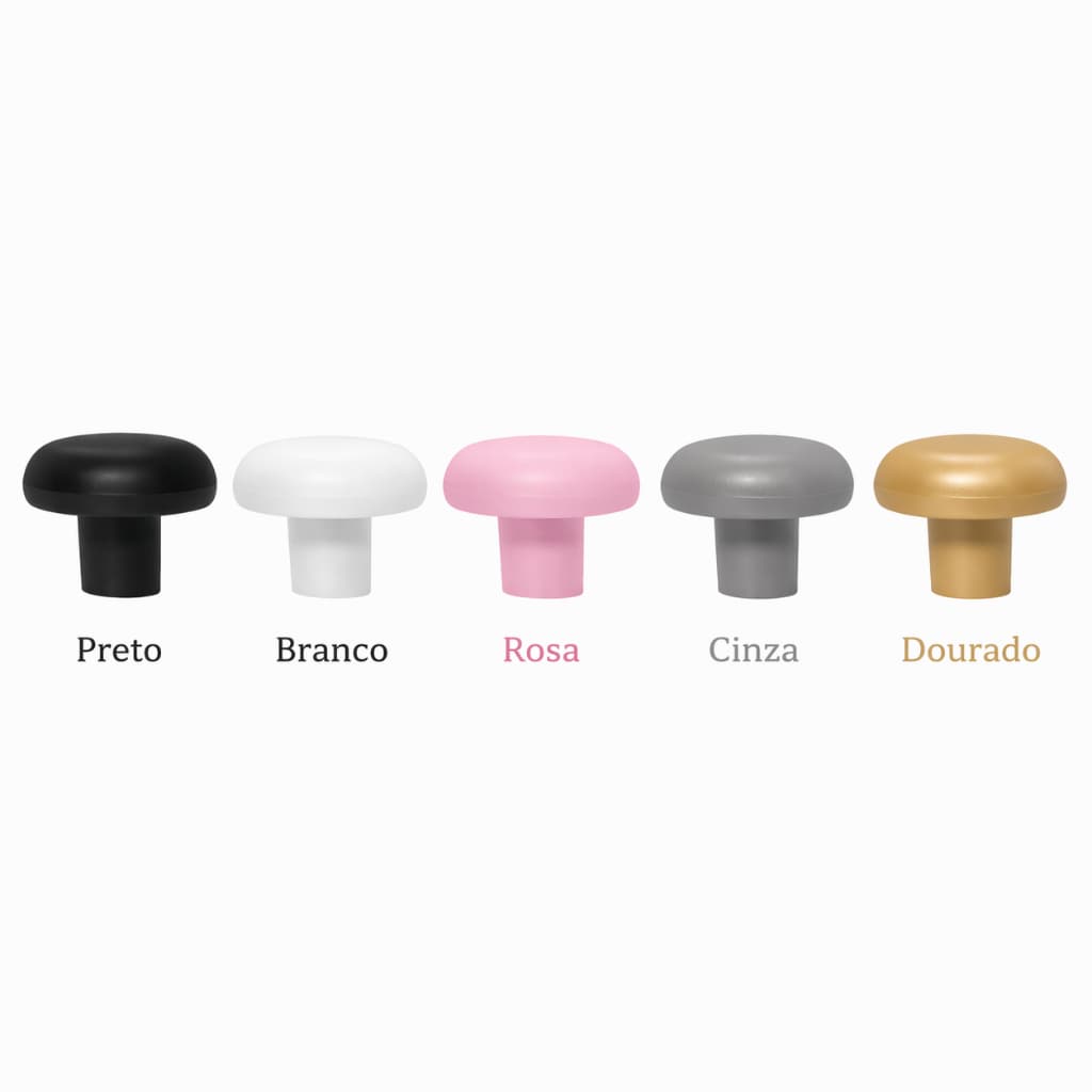 Puxador de Móveis Gavetas e Armários Colorido Vitória Branco Preto Rosa Cinza Dourado Kit 3/5/6/8/10/15