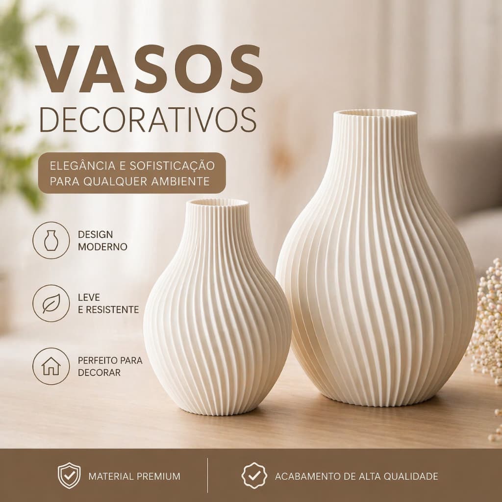 Kit 2 Vasos Decorativos Stylish Decoração Ambiente Sala, quarto e escritório