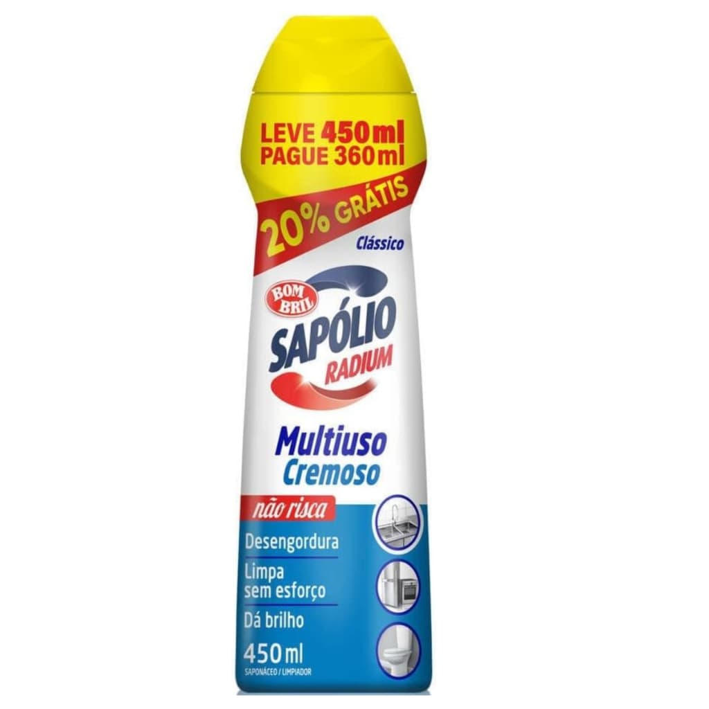 Sapólio Radium Saponáceo Cremoso Clássico 450ml Desengordurante Multissuperfícies