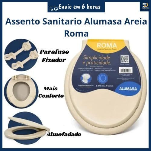 Assento Vaso Sanitario Alumasa Areia/Bege Roma