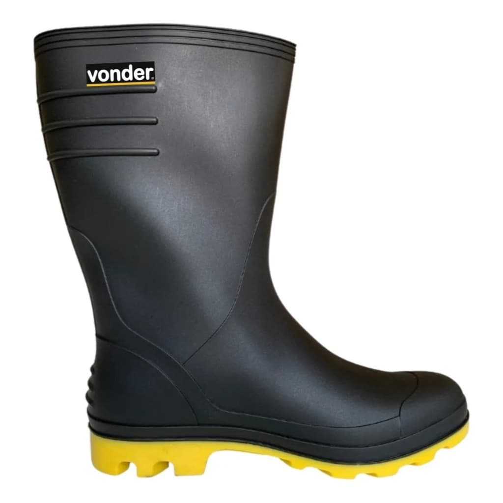 Bota de Borracha Vonder Cano Médio com Forro Interno e Solado Antiderrapante Amarelo – Impermeável e Resistente
