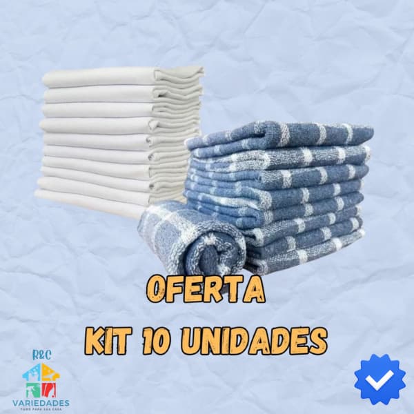 10 PANOS DE CHÃO SORTIDOS Tamanho GG 40x70 Saco Alvejado Duplo 100% Algodão SORTIDOS