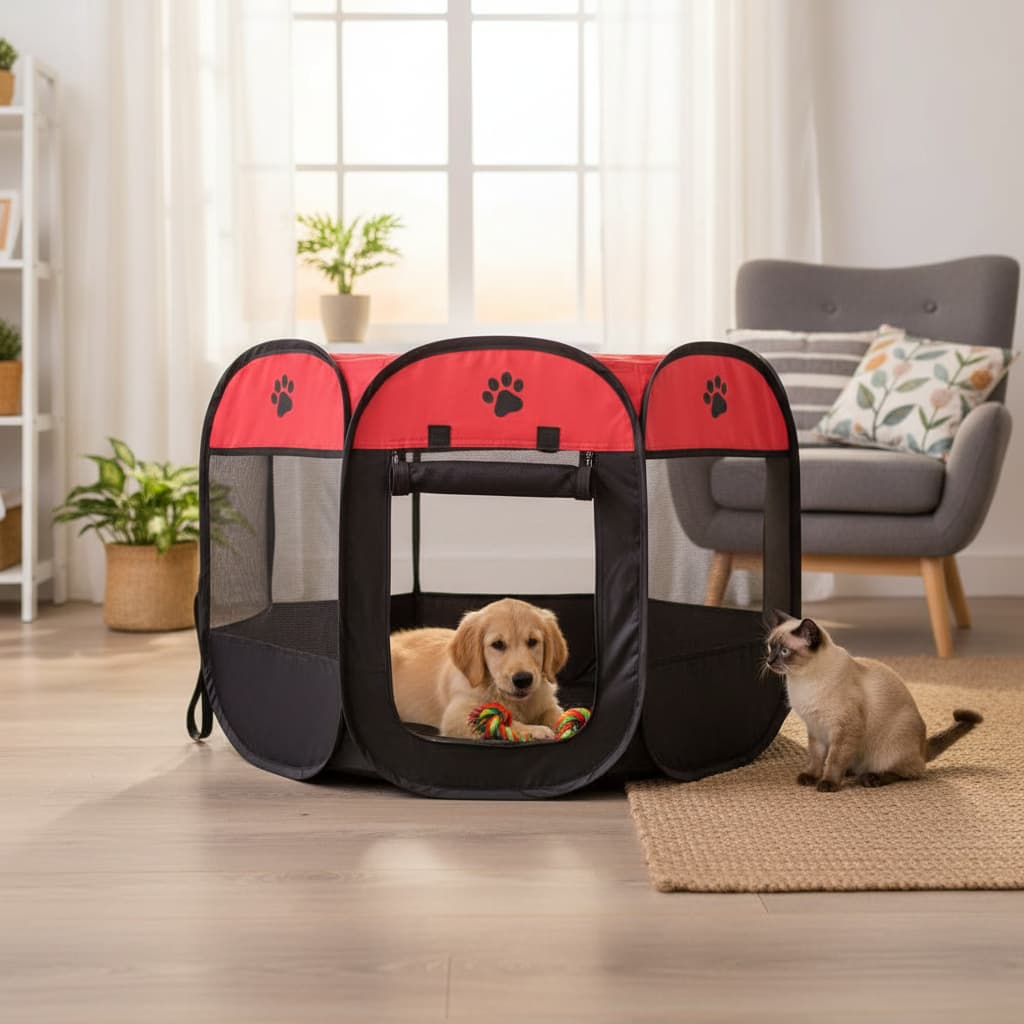 Cercado Pet Dobrável Portátil Grade Segurança Cachorro Gato Brinquedo Espaço