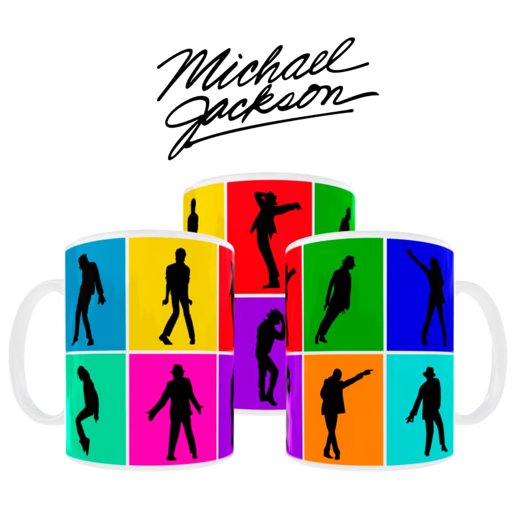 Caneca Michael Jackson Personalizada / Estampa Premium Colorida Silhuetas Rei do Pop / Item Colecionável Exclusivo
