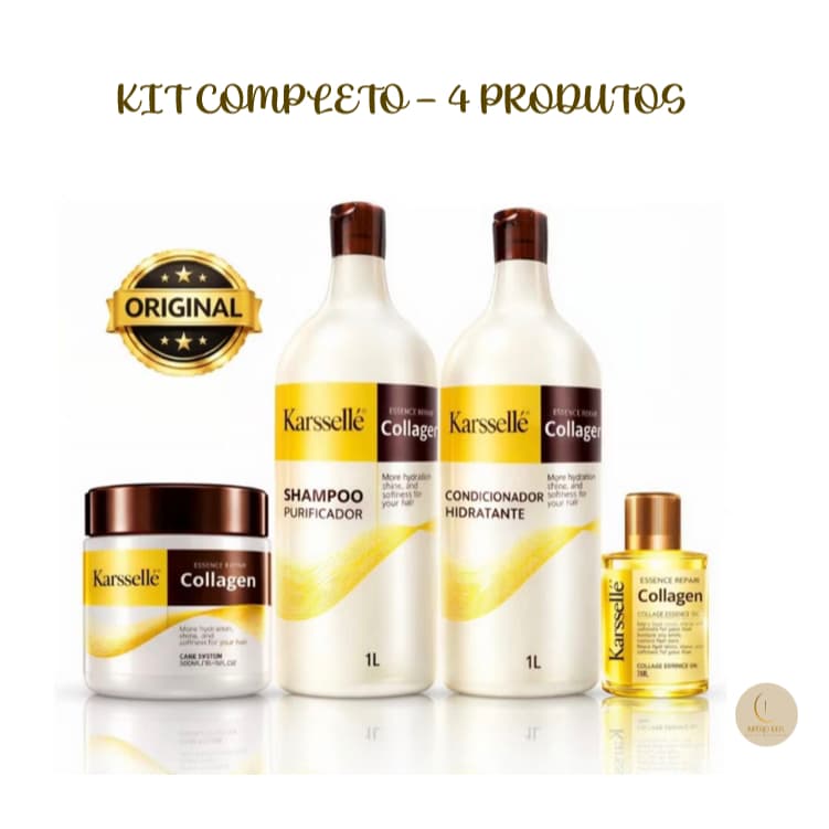 Kit Completo Karssellé – Shampoo + Condicionador 1L + Máscara 500ml + Óleo Mini 7ml