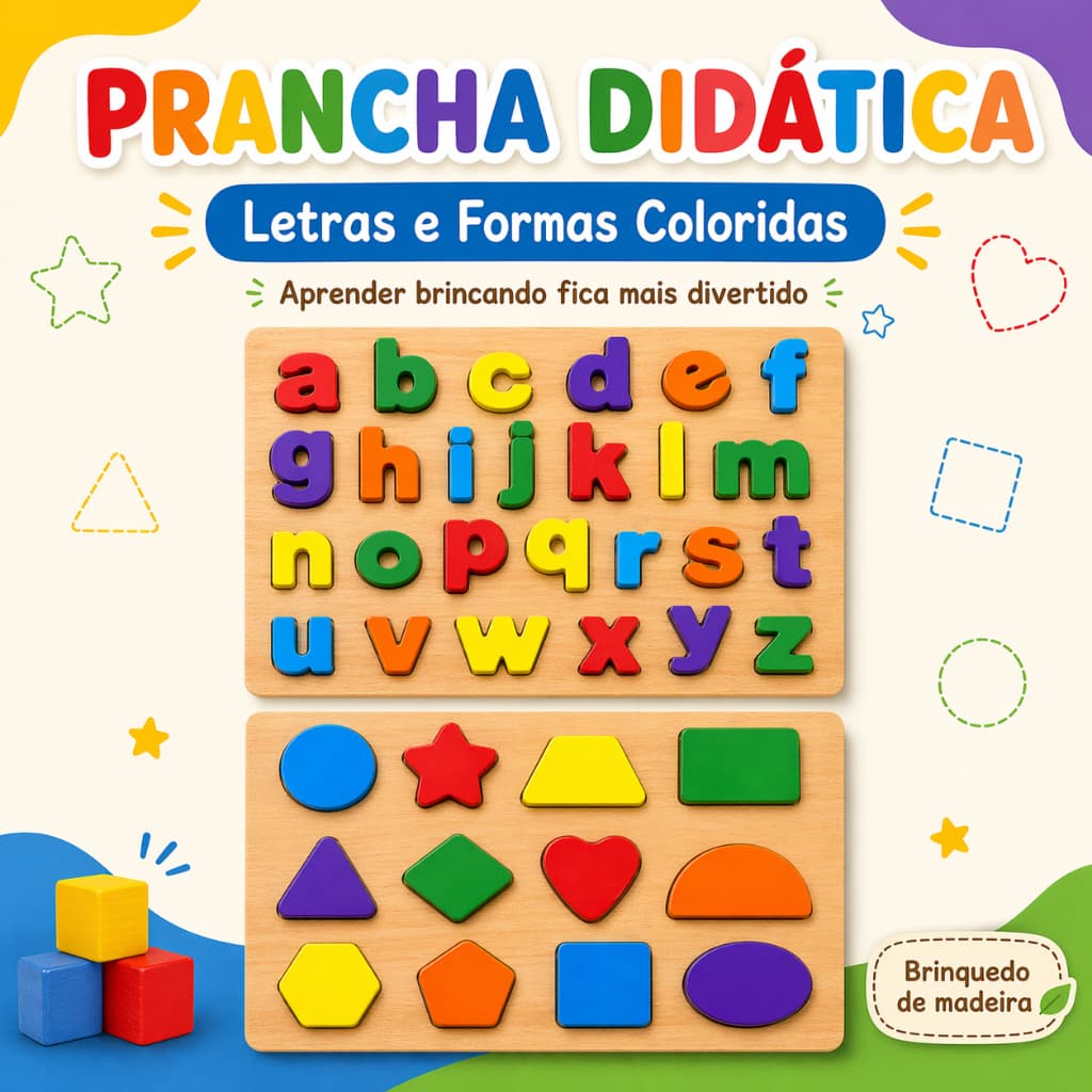 Prancha Geométrica Brinquedo Educativo Alfabeto