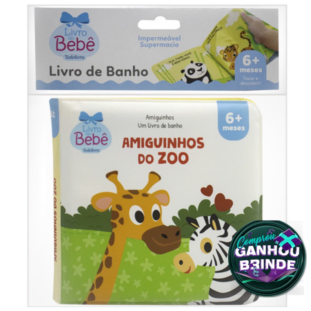 Livro Amiguinhos - Um Livro de Banho: Amiguinhos do Zoo Crianças Filhos Infantil Desenho História