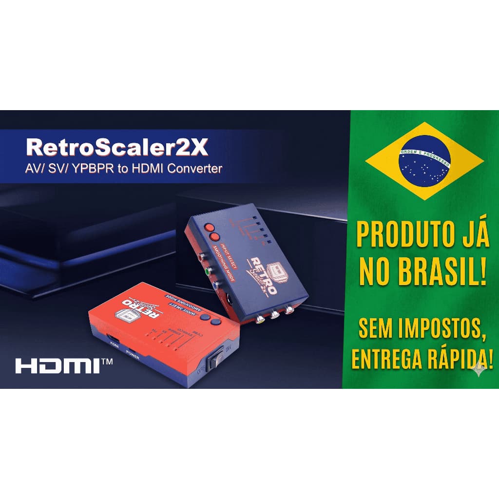 Conversor Adaptador RetroScaler2X AV / S-Video / Componente para HDMI - Zero Lag (Consoles Retrô)