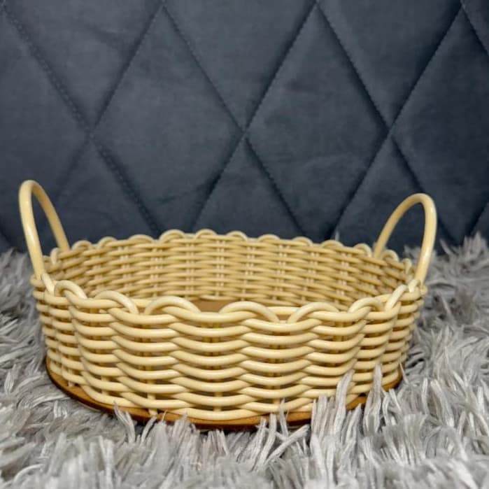 Kit 2 Bandejas Pãozeira Sintéticas Decorativa 20 cm Redonda Porta Pão/Café da Manhã- Cores Variadas