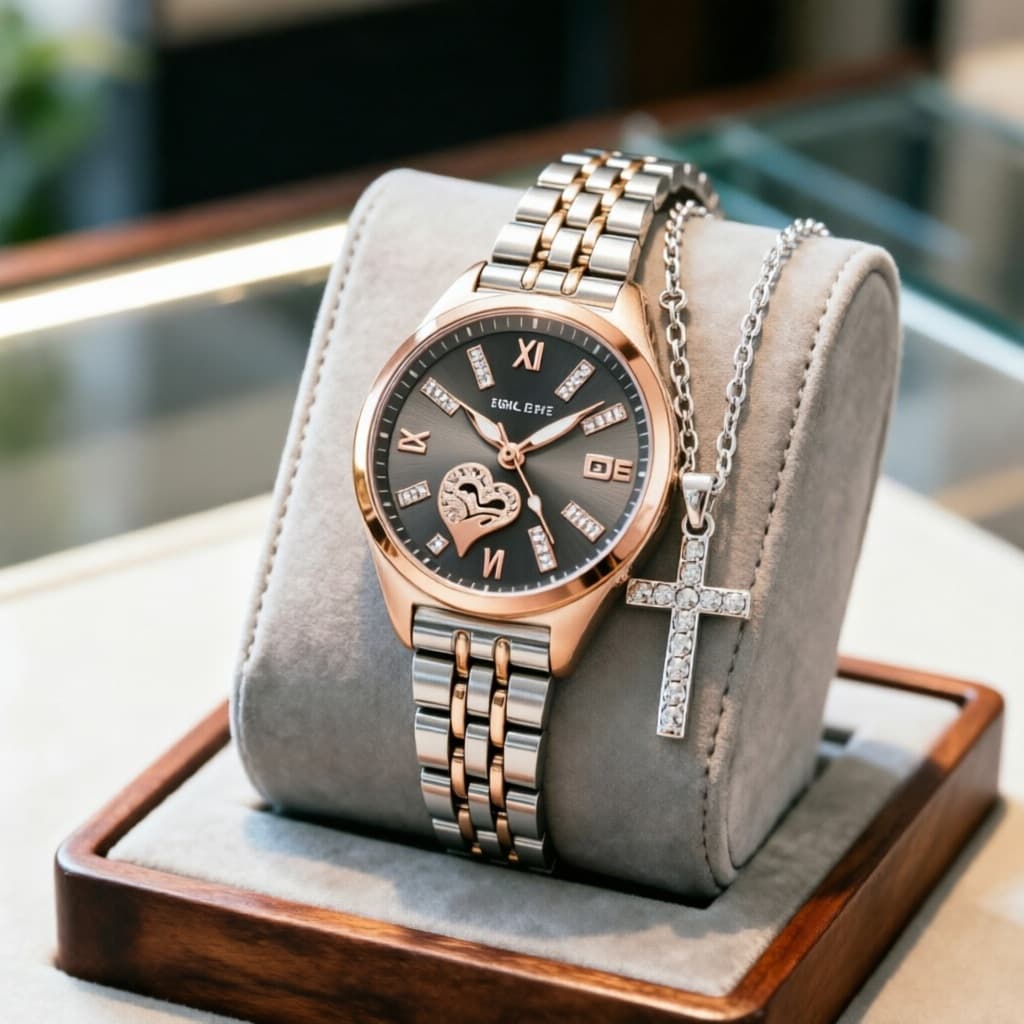 Relógio Feminino Quartzo Resistente à Água Calendário Caixa Pulseira Metálica 27mm 6000 Casual O presente ideal