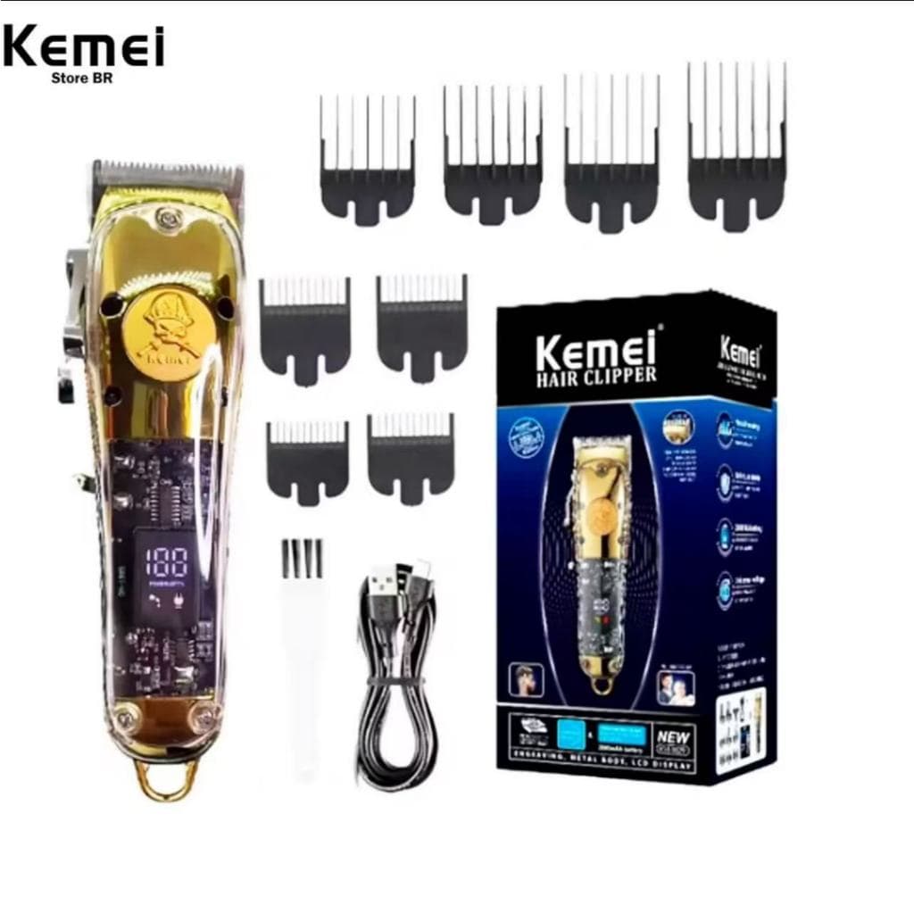 Maquina De Cortar Cabelo Profissional Recarregável Kemei Bivolt KM-1829