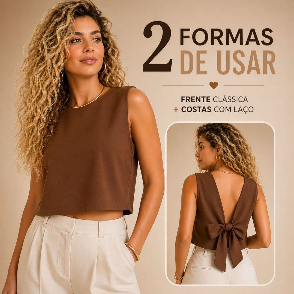 Cropeed Colete Feminino Alfaiataria Premium Com Amarração Nas Costas Modelagem que Valoriza Não Marca Veste 38 ao 46