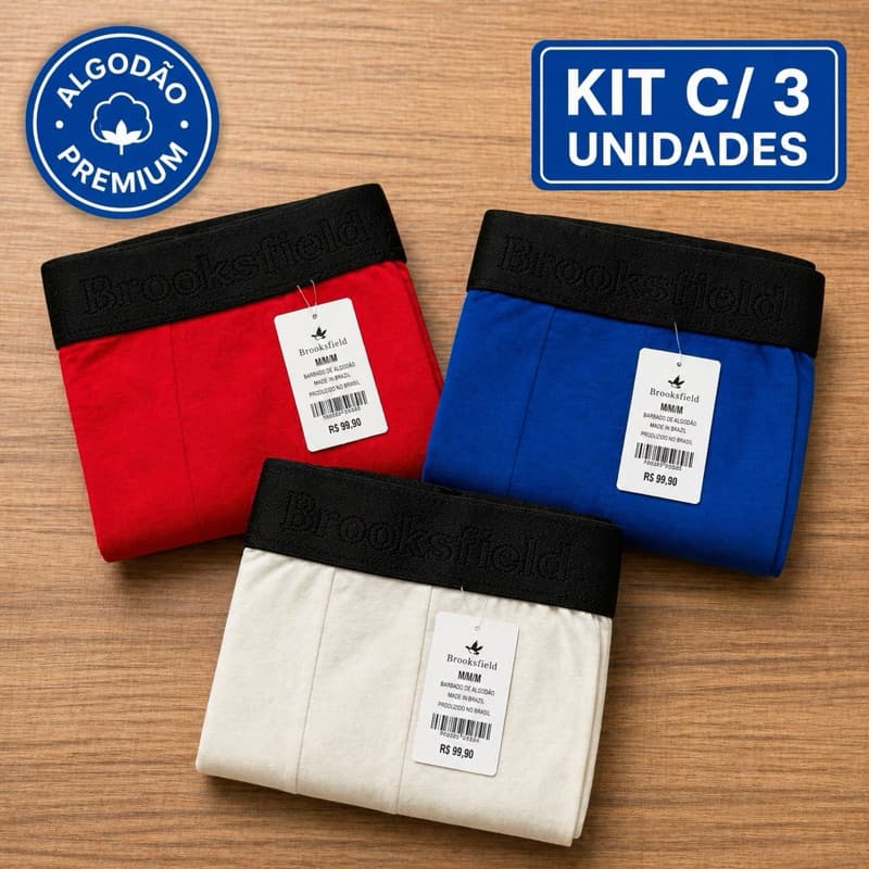 kit 3 cueca Boxer, box, Masculina de algodão, altissima qualidade.
