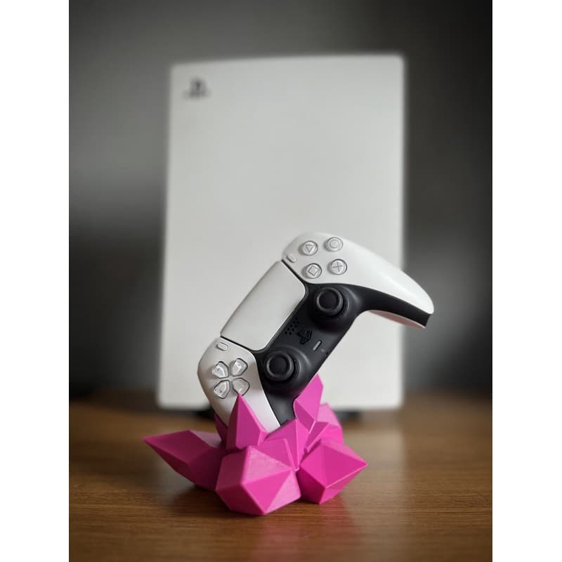 Suporte de Controle PS5 em Formato de Cristal – Impressão 3D de Alta Qualidade