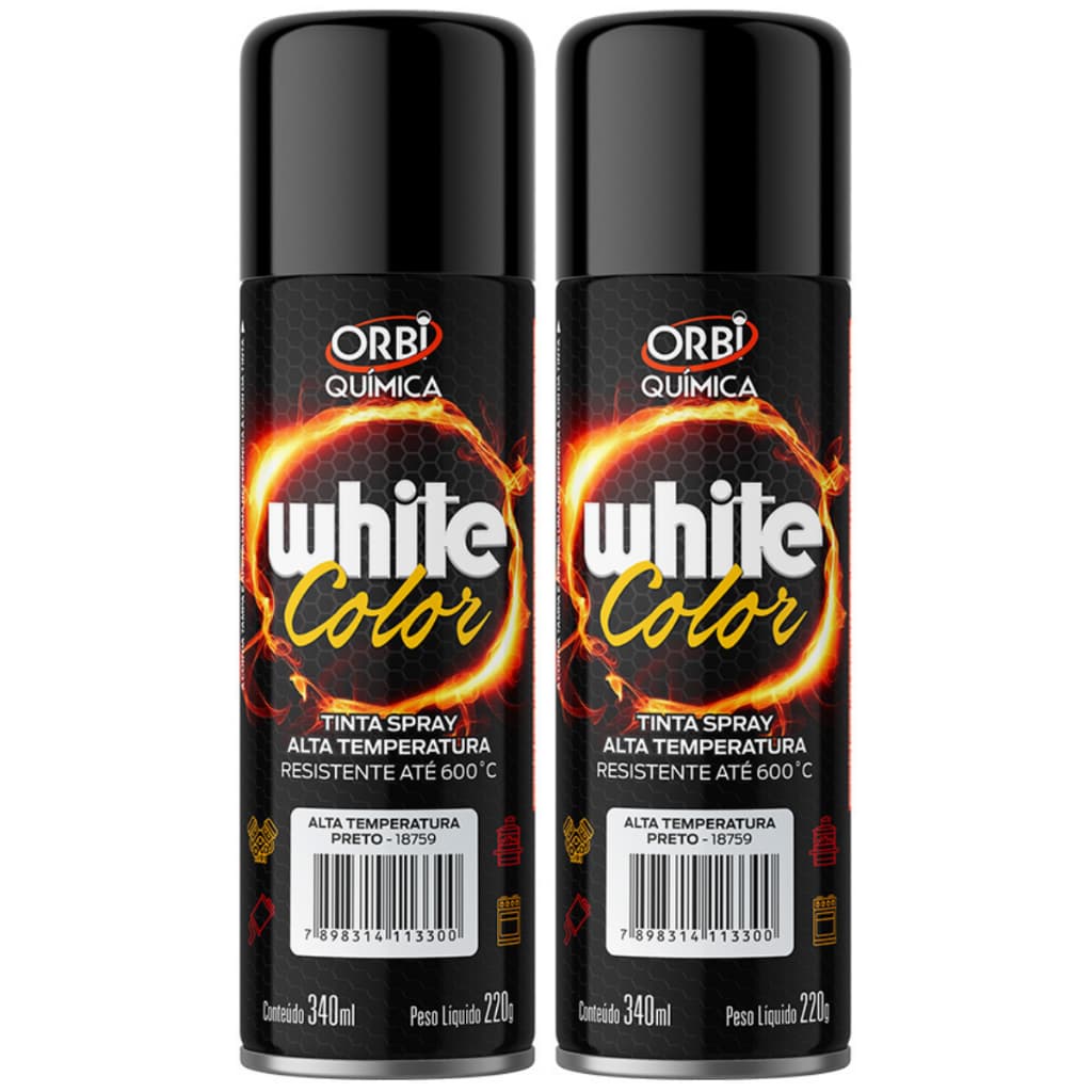 2 Spray Tinta Preto Alta Temperatura Para Canos Motores 600°C