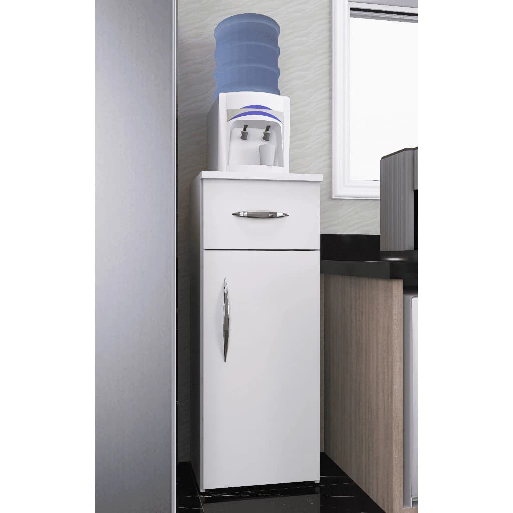 Armário Multiuso para Bebedouro 1 Porta 1 Gaveta Branco Compacto Organizador Cozinha
