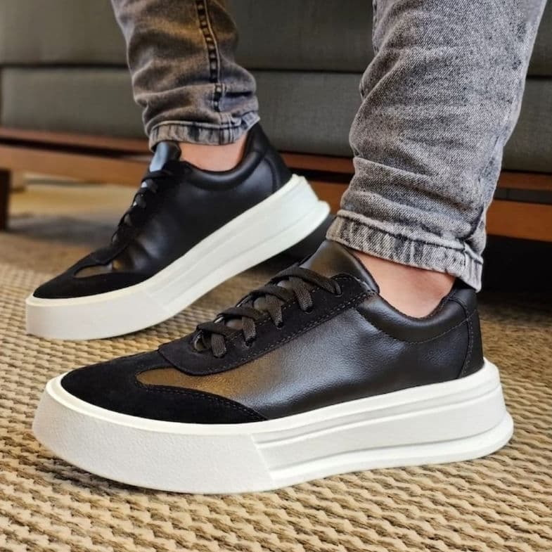 Tênis Masculino Sneakers Sapatenis Sola Alta Moderno Na Moda Minimalista Skalvin