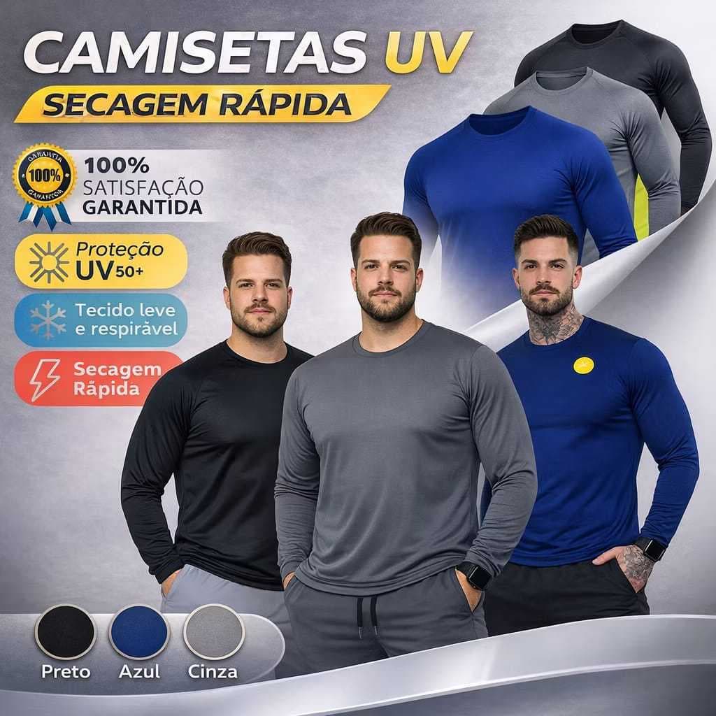 Camisa Térmica Plus Size  Proteção Uv 50+ Segunda Pele Camiseta Blusa Malha Fria Unissex Academia Manga Longa